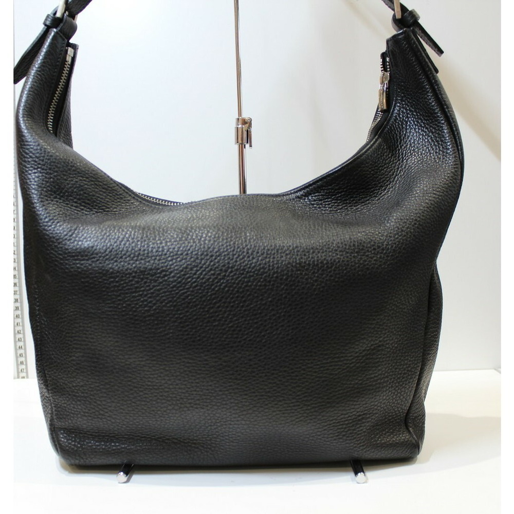 BURBERRY One Shoulder Hobo Bag Leather Black Beige Tan White - Picture 4 of 7
